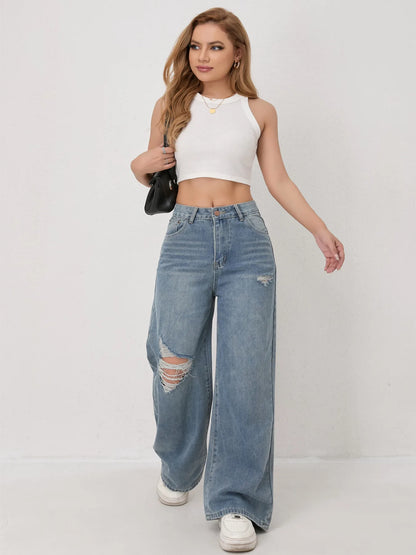 Women's Loose Fit Casual High Waist Jeans