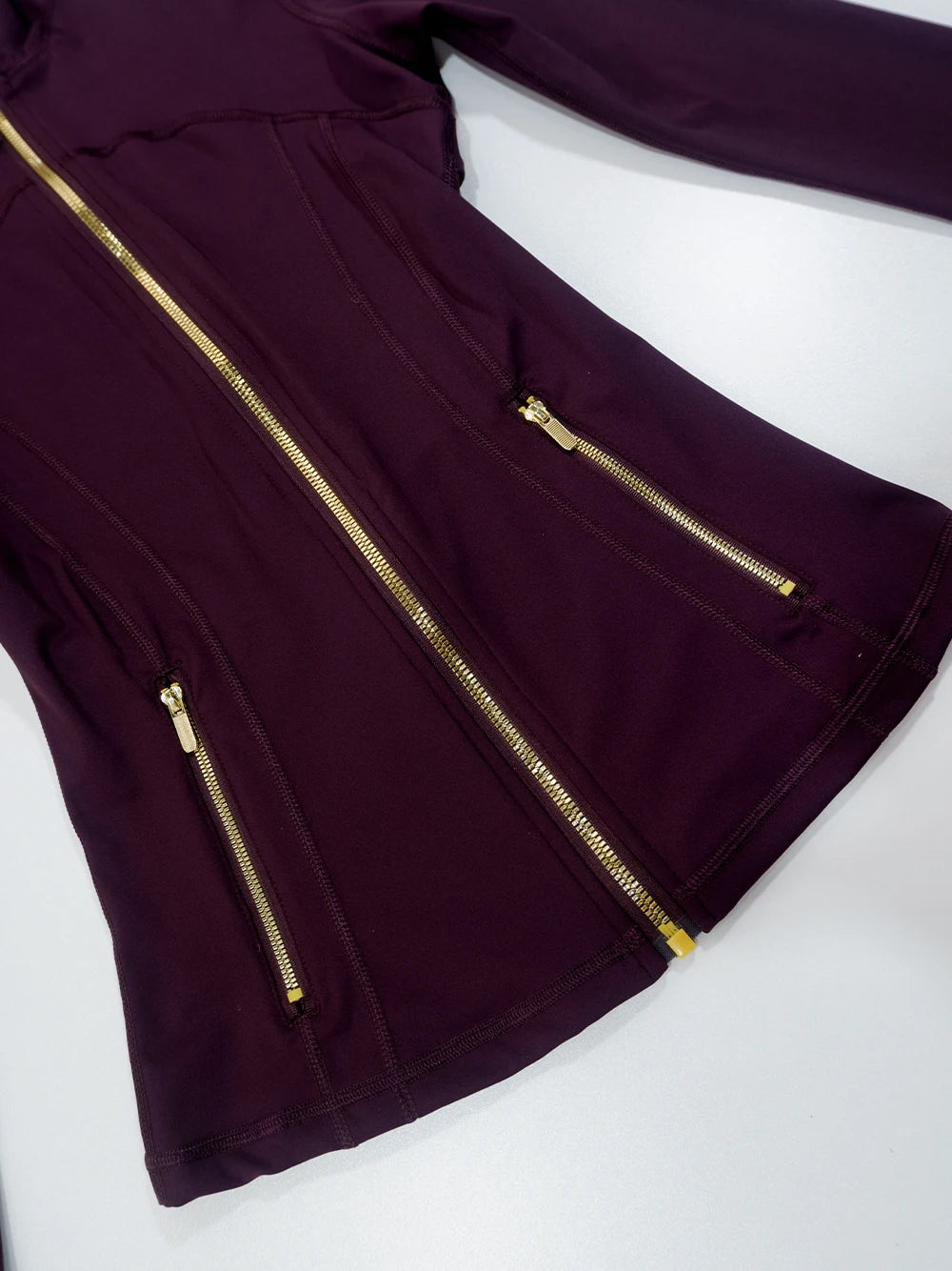 Gold zipper jacket and yoga pants set