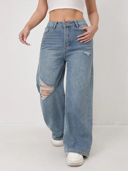 Women's Loose Fit Casual High Waist Jeans
