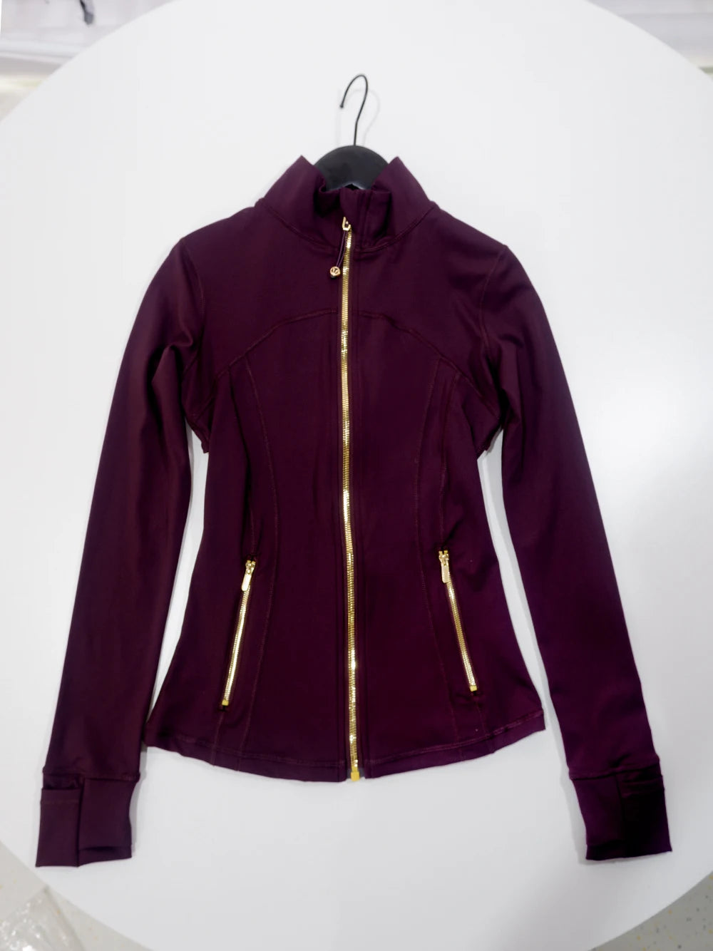 Gold zipper jacket and yoga pants set