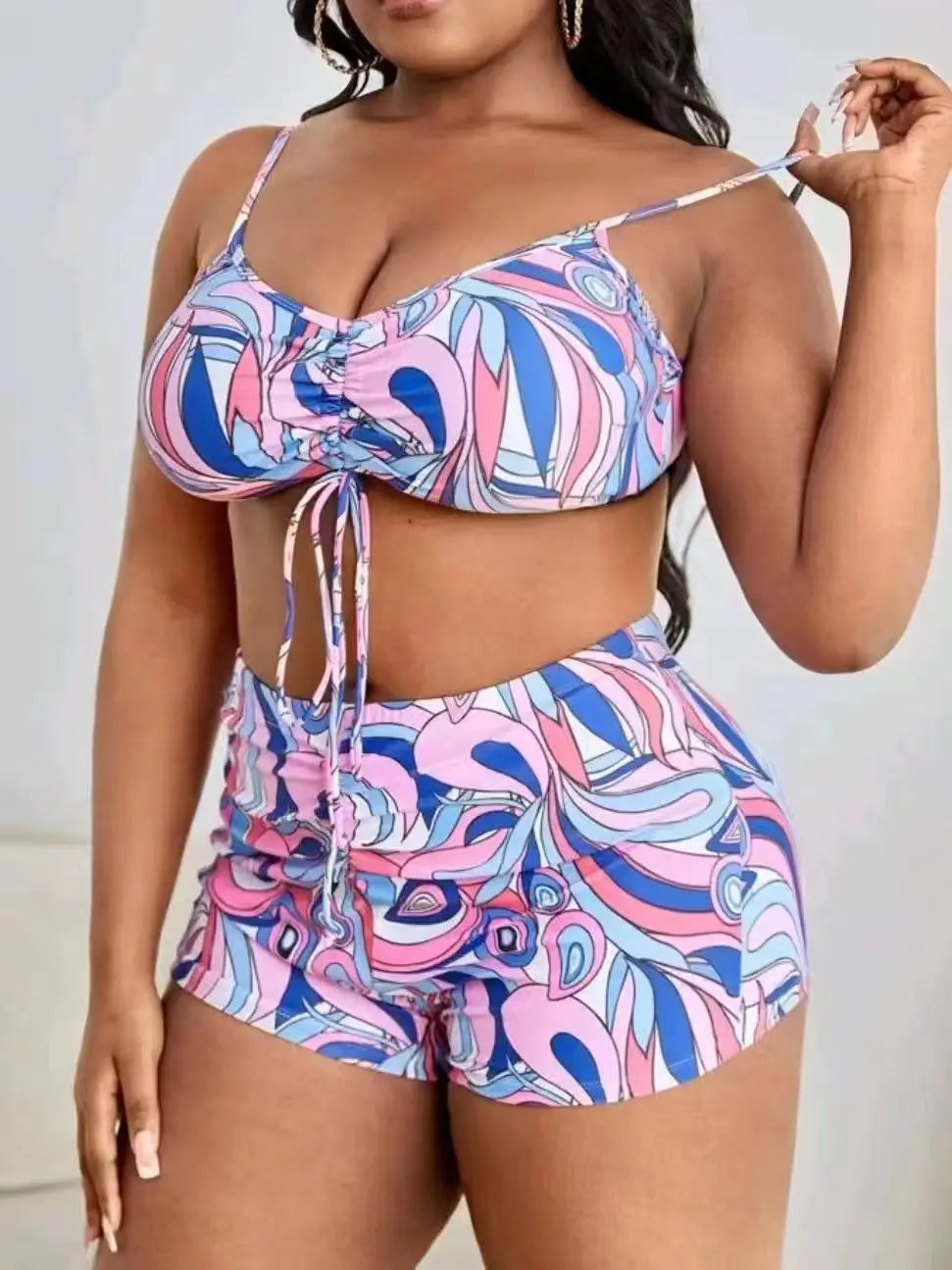 Plus Size 3 Piece Tummy Control Swimwear Bikini Sets