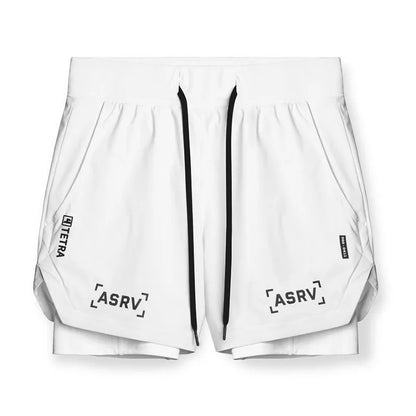 ASRV Mens Quick Dry 2 in 1 Double-deck gym Shorts