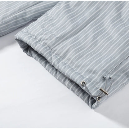 Chic Striped Hooded Puffer Coat Set