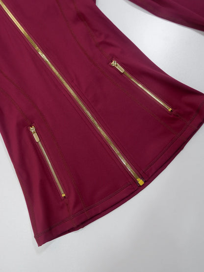 Gold zipper jacket and yoga pants set