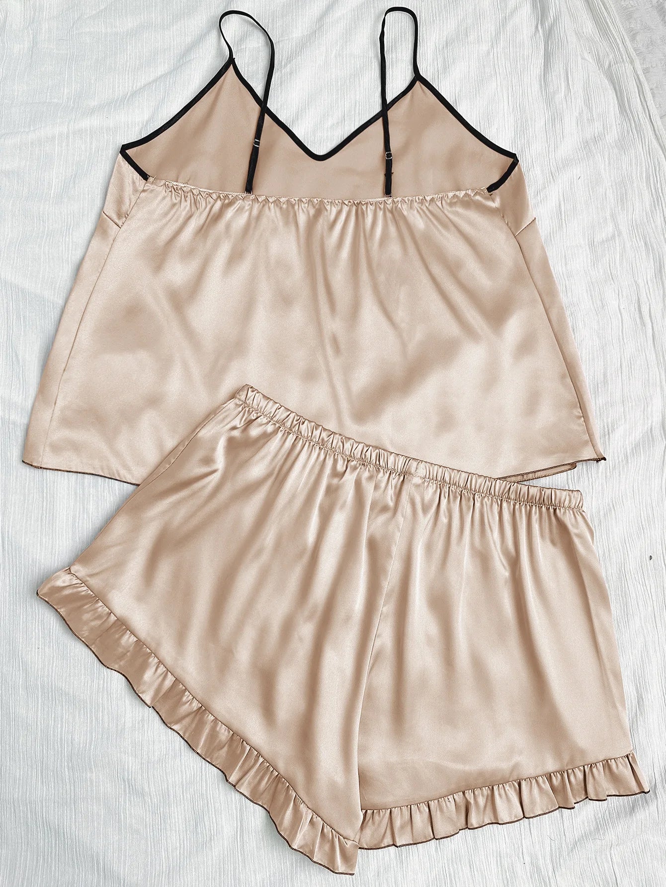 Plus Size High Waist Satin Pajama Set
