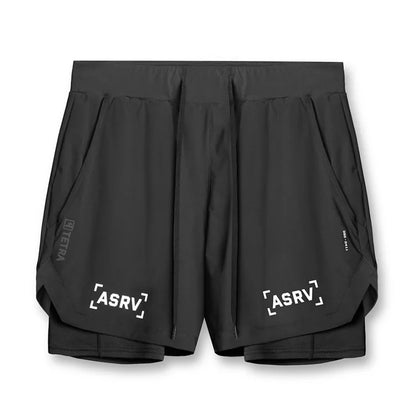 ASRV Mens Quick Dry 2 in 1 Double-deck gym Shorts