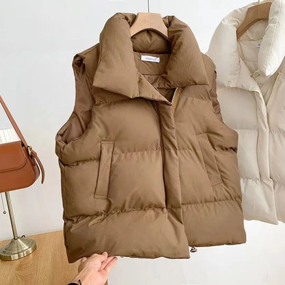 \Women's Stand Collar Zipper Vest