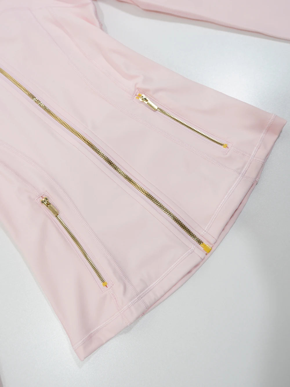 Gold zipper jacket and yoga pants set