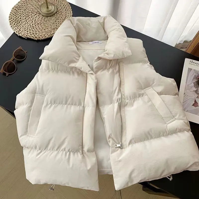\Women's Stand Collar Zipper Vest