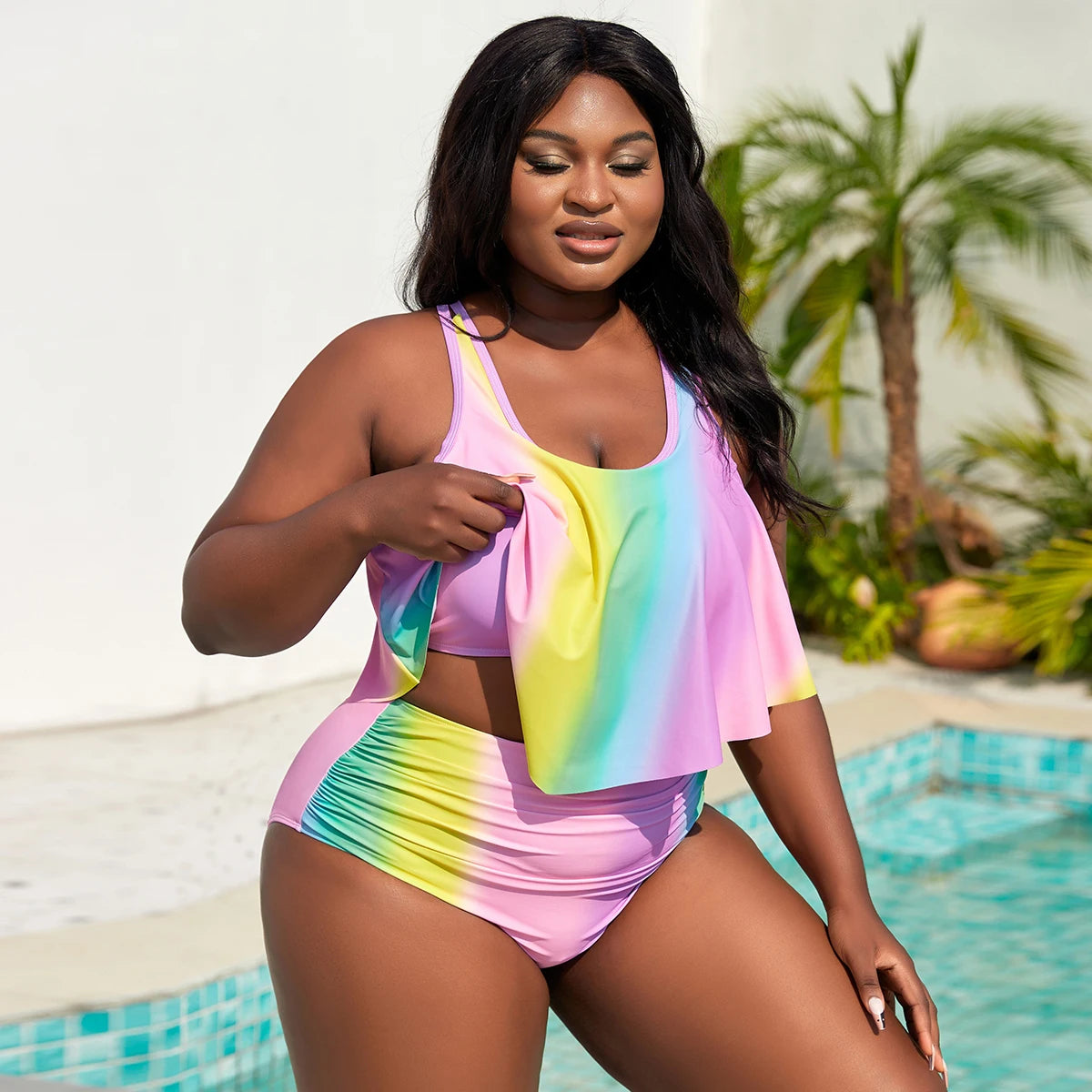 Plus Size Push Up Floral Swimsuits