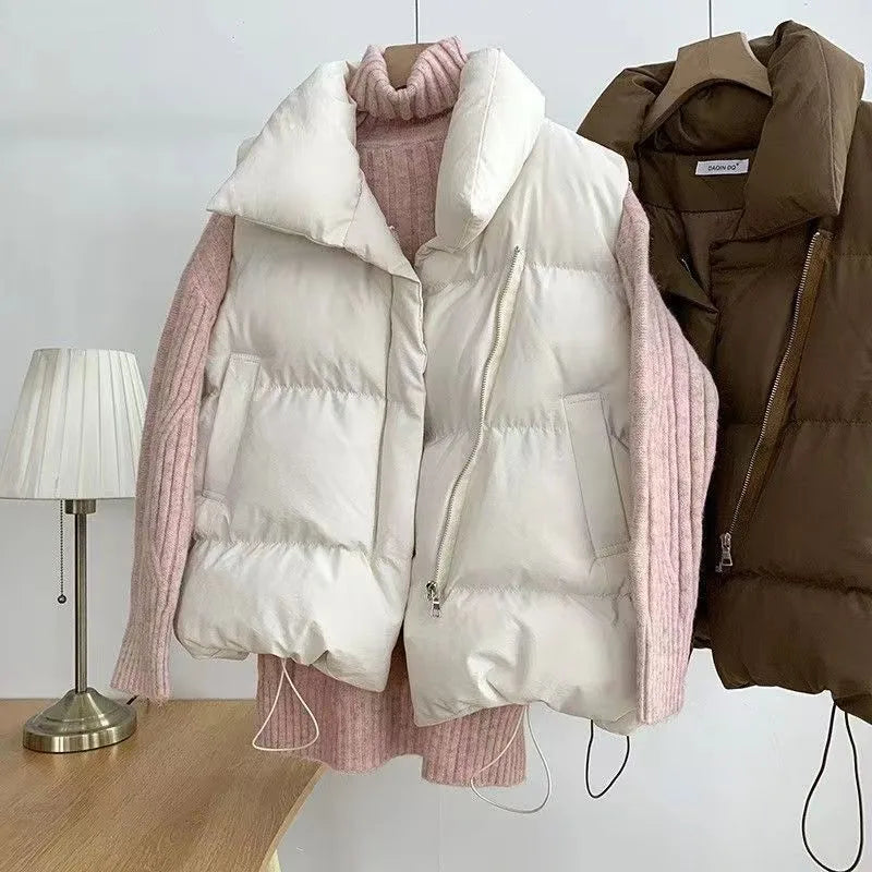 \Women's Stand Collar Zipper Vest