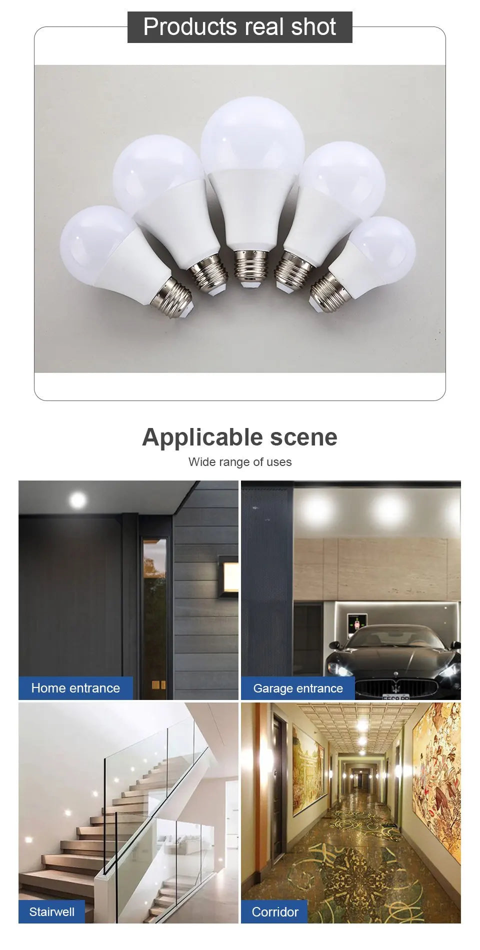 2pc Radar Motion Sensor Light 110V E26 LED