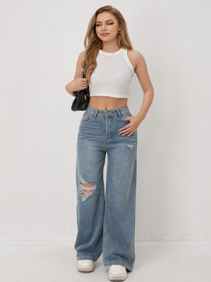 Women's Loose Fit Casual High Waist Jeans