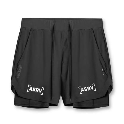 ASRV Mens Quick Dry 2 in 1 Double-deck gym Shorts